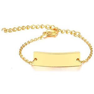 Armbanden voor vrouwen Personaliseer babynaamarmband Figaro-ketting Gladde Bangle Link Goudkleurig Geen vervaging Veiligheidssieraden (Color : No Engraved Gold 3)