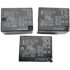 5pcs G5LA-14 Electromagnetic - DC5V/DC12V/DC24V, 10A, 5-Pin Plug-in, 1 Open and 1 Close Contact(G5LA-14 DC24V)