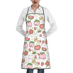 ZhaoYuGoods Schorten met schattig varkenspatroon met zakken voor vrouwen, stijlvolle kookschorten voor keuken, tuinieren, salon, ideale print schort, Schattig varkenspatroon, Eén maat
