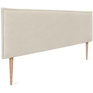 DHOME effen hoofdeinde voor bed van natuurlijk linnen met biezen, slaapkamer, modern, trending - beige, 145 x 105 cm, met poten (voor bedden van 120/135/140 cm)