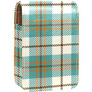 Plaid groene lipgloss houder lippenstift case draagbare make-up tas reizen lippenstift organizer case met spiegel mini lippenstift opbergdoos voor vrouwen