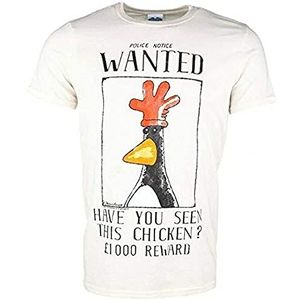 Men's Wallace and Gromit Feathers McGraw Wanted Poster Ecru T Shirt L