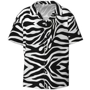 YQxwJL Zigzag Streep Print Mens Casual Button Down Shirts Korte Mouw Rimpel Gratis Zomer Jurk Shirt met Zak, Zebra Print, L