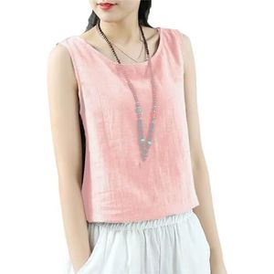 Dvbfufv Damesmode O-hals effen kleur mouwloze T-shirts vrouwen zomer losse Koreaanse casual shirt tops, Pnnrk, XS