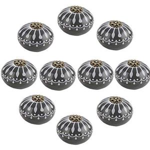 Keramische Knoppen Vintage Kastknoppen, 10 stuks ronde meubelgrepen keramische kastknoppen en handgrepen deurkast lade keuken handgrepen - grijs(Color:Grey)