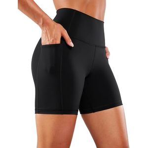 CRZ YOGA Naked Feeling Biker Shorts Met Zakken - 6"" Hoge Taille Yoga Shorts Voor Dames Fitness Running Shorts zwart XL