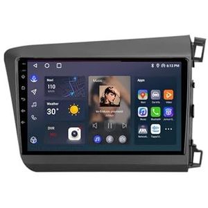 Android 12 Auto Stereo MP5 Player 9'' Screen Autoradio Voor Honda Civic 2012 2013 2014 2015 Car-play Android Auto GPS-navigatie Bluetooth RDS FM AM DAB+ Radio Stuurbediening Voice Control(8 Core 4G+64