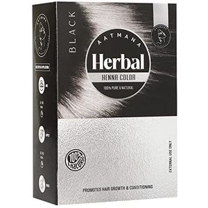 AATMANA Kruidenzwarte henna-haarkleur met goedheid van 9 kruiden | Black Henna Mehndi voor haar, maak het haar zacht en glanzend Natuurlijke haarkleur voor mannen en vrouwen 100 g