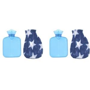2 Set van Mini 250ml Warmwaterkruik Tas met Zachte Doek Cover en Schroef Top Blauw