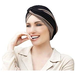 MASUMI Katoenen pet voor dames voor haaruitval, chemo-hoofddeksels voor vrouwen, kankerhoofddeksels voor dames met alopecia haaruitval chemotherapie tulband hoed amelia, Taupe, one size/M