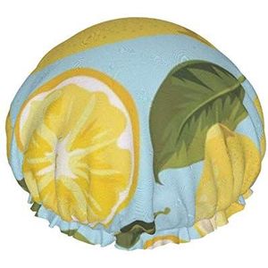 Douchemuts, gele citroen kunst dubbele waterdichte badmuts, elastische herbruikbare douchemuts, badmutsen slaapmutsje