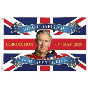 NIEUWE Koning Charles Iii Vlag Union Jack Kroning Vlaggen Koning Charles III UK Vlag Koning Charles Groot-Brittannië Vlag Vlag Voor Nieuwe King-H| 90x150cm|1st