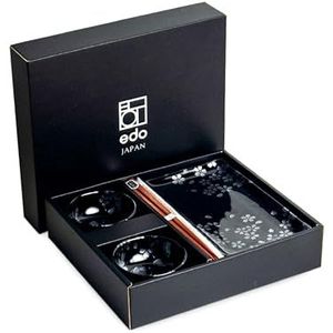 Sushi set zwart - Hana Black - 2 personen - Japanse sushi set - Sushi servies set voor 2 - Sushi bordjes - Sushi schaaltjes - Sushi stokjes - Verpakt in een mooi geschenkdoos