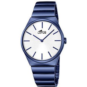 Lotus Quartz Horloge voor heren met zilveren wijzerplaat Analoog Display en blauw roestvrij staal vergulde armband 18279/1