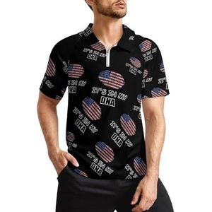 USA It's in My DNA golfpoloshirts voor heren, klassieke pasvorm, T-shirt met korte mouwen, bedrukt casual sportkleding top, L