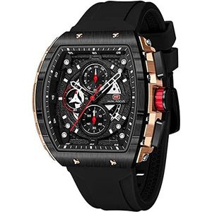 Mini Focus Herenhorloge Mode Sport Horloges Chronograaf Waterdicht Lichtgevende Kalender Silicon Band Quartz Horloge voor Mannen, Zwart_Golden, Modern