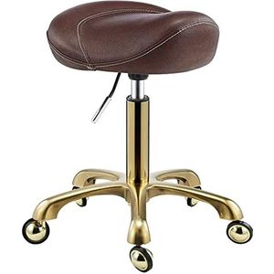 Draaibare zadelkrukken Kantoorwerk Schoonheidssalons Rolstoelen met PU-zitting en roestvrijstalen wielen, in hoogte verstelbaar 45-60 cm (kleur: zwart)(Dark Brown)