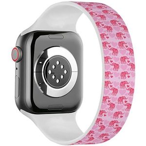 Solo Loop band compatibel met alle series Apple Watch 38/40/41mm (roze olifanten harten) rekbare siliconen band band accessoire, Siliconen, Geen edelsteen