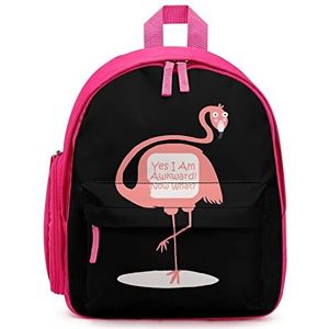Grappige onhandige flamingo-rugzak, bedrukte laptoprugzak, schoudertas, casual reisdagrugzak voor mannen en vrouwen, roze-stijl