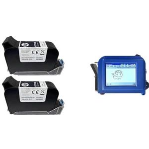 Draagbare inkjetprinter voor elk oppervlak 12.7mm Handheld Inkjet Printer Label Mini, Draagbare Printer, QR Bar Batch Code Datum Nummer Logo Vervaldatum T-shirts(With 2 cartridges)