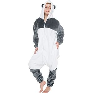 corimori 1852 Mei de panda dames heren onesie jumpsuit pak eendelig kostuum verkleedkleding maat 160-170 cm, blauw-wit