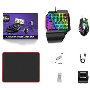 Bedraad USB-toetsenbord, toetsenbord, Eénhandige gamingoplossing RGB-toetsenbord en muis met instelbare connectiviteitsopties