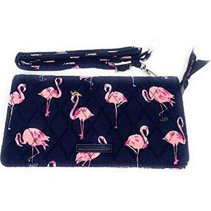 Vera Bradley RFID Crossbody Portemonnee Gewatteerde Katoen Flamingo Fiesta, flamingo feest, small