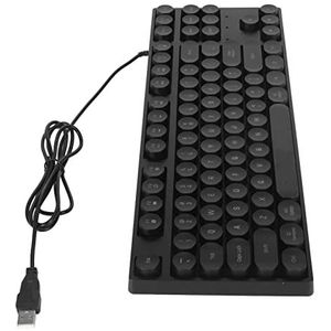 Bedraad toetsenbord, ergonomisch ontwerp, retro punkstijl, 87 toetsen, gamingtoetsenbord voor familie (zwart)