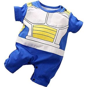 Sxkayxr Cartoon pasgeboren baby, jongens- en meisjesromper, op Goku geïnspireerde babykleding, overall, Blue2, 0-3 maanden