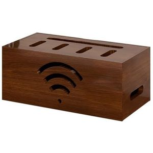 XCLOOZGL Houten Elegante Wifi Router Opbergdoos Home Media Opslagkast Grote Capaciteit Router Plank Opslag Modem Rek Voor Slaapkamer Woonkamer Kantoor Thuis,B*walnut,52x26x21cm