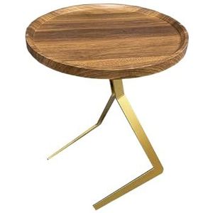 Sofa Side Table，Living Room Side Table，Bedroom Side Table，Small Coffee Table，Nightstand，Storage Shelves，Round Side Table，Square Side Table，Open Storage，for Bedroom，Living Room(Brown+gold,50*50*60cm/19