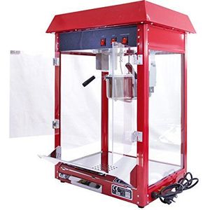 KuKoo Retro Popcorn Machine - Popcornmaker - Retro Look - Rood - Hittelamp - 235ml grote pan - 1.37kW - bioscoop - evenement