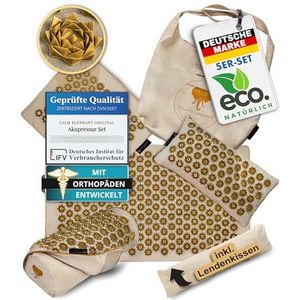 CALM ELEPHANT ORIGINAL® ULTIMATE Premium acupressuurmat met kussen, XL, 6-delig, full-body massage, acupunctuurmat, lendenkussen, kniekussen, nekkussen, nekkussen, nepmat, lost spanning op (sumatra