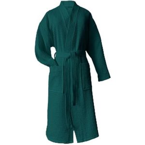 heimtexland ® Badjas, wafelpiqué, reisbadjas, saunajas, 100% katoen, Oeko-Tex, licht, sneldrogend, huidvriendelijk, voor dames en heren, type 881, smaragd, M