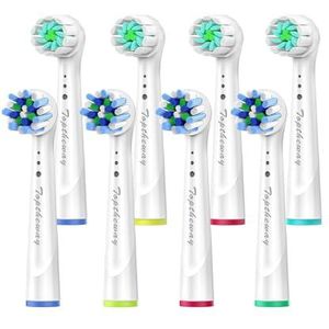 Toptheway Vervangende tandenborstelkoppen compatibel met Oral B Braun Pro 1000 Cross Action Precision Clean 7000 9600 500 3000 8000 elektrische tandenborstel, 8 stuks