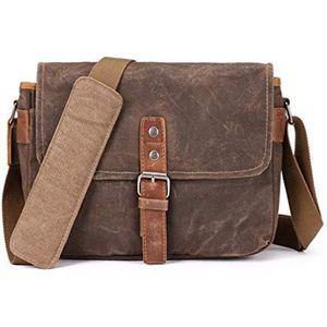Vianber SLR cameratas, waterdichte wax canvas tas vintage camera tas messenger tas met tussenlaag pad, Kaki, OneSize, Vintage