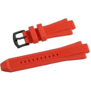 INEOUT 29 Mm X 13 Mm Horlogeband Compatibel Met Michael Kors Mk8184 8729 9020 MK8152 MK9020 MK9026 Siliconen Horlogebandaccessoires Met Verhoogde Mond (Color : Red Black Buckle, Size : 29mm)