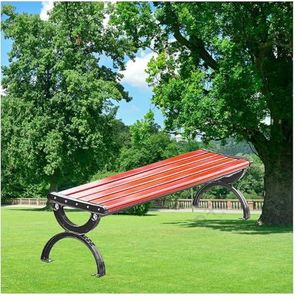 Houten tuinbank, Terrashouten picknick lange kruk, Tuinbankkruk anti-wind en regen, Zware terrasstoel met rugleuning en armen, Natuurlijke decoratieve stijl(Color:Amber red,Size:A-120cm/47.2in)