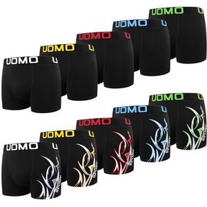 L&K 1116 Set van 10 retro boxershorts voor heren, katoen, zwart, meerkleurig, onderbroek, Meerkleurige set K, XL
