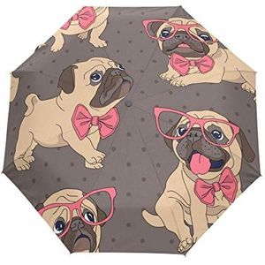 Jeansame Hond Puppy Cartoon Dier Bruin Vouwen Compacte Paraplu Automatische Regen Paraplu's voor Vrouwen Mannen Kid Jongen Meisje