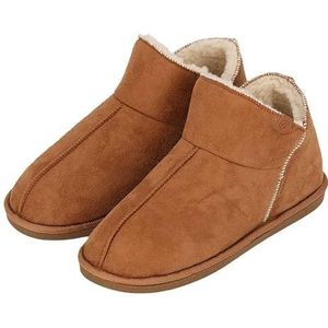 Apollo Hoge Sloffen Dames - Suède | Cognac | Maat 39/40 | Comfortabele Dames Laarzen Voor Winters | Anti-Slip Hoge Pantoffels Dames Voor Binnen Buiten