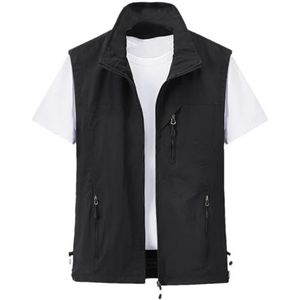 Hgvcfcv Heren vest lente en herfst dun casual ademend vest jas voor mannen jeugd, middelbare leeftijd en ouderen snel vest, Zwart, 3XL