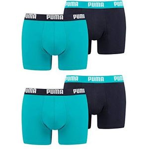 PUMA Set van 4 boxershorts voor heren, onderbroek, ondergoed, kleur: 796 - aqua/blauw, kledingmaat: L, 796 - Aqua / Blue, L