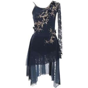 Kunstschaatsjurk for dames, open rug schaatsjurk for wedstrijdmeisjes, aanpasbare balletkostuums(4XL)