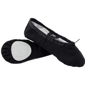 AMENGJ Meisjesballetschoenen voor meisjes, balletschoenen, canvas, balletschoenen, dansschoenen voor vrouwen, klassieke praktijk, volwassenen, platte dans, Zwart, 41(24cm)