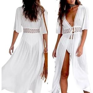 Cover Ups Voor Vrouwen Strandkleding Mode VROUWEN KANT GEHAAKT BIKINI Strandkleding COVER UP STRAND JURK VOOR MEISJES EN DAMES ZOMER BADPAK ZWART WIT BLAUW Badpak Cover Ups Voor Vrouwen (WIT, XXL)