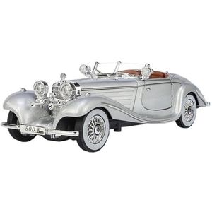 legering auto model speelgoed Voor merc&edes Benz 500K Klassieke Vintage Auto 1/24 Speelgoed Diecast Legering Miniatuur Model Geluid Licht Collectie Gift (Color : Silver)