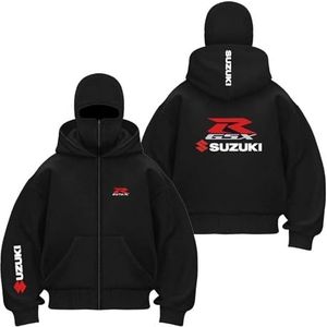 Heren Full Zip Balaclava Hoodies Sportkleding Voor SU.ZU.K.I Lange Mouwen Met Zakken Sweatshirt Winddicht Buitenkleding Bedrukte Tops Hoody Comfort Jassen-HeiS||M