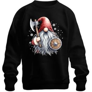 Viking Gnom kabouter Christmas Christmas Christmas Unisex kersttrui, zwart, L