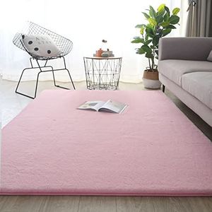 Area RUG, Ultra Soft Natural Faux Konijnenbont RUG, Plain Silky Niet-Loods Super Zachte Smooth Area Mat, Luxe Pluizige Tapijt Tapijten Voor Woonkamer, Slaapkamer, Bedkant,Pink b,200 x 300 cm
